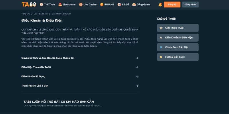 Hãy đọc kỹ điều khoản hoạt động khi trước khi tham gia TA88 nhé