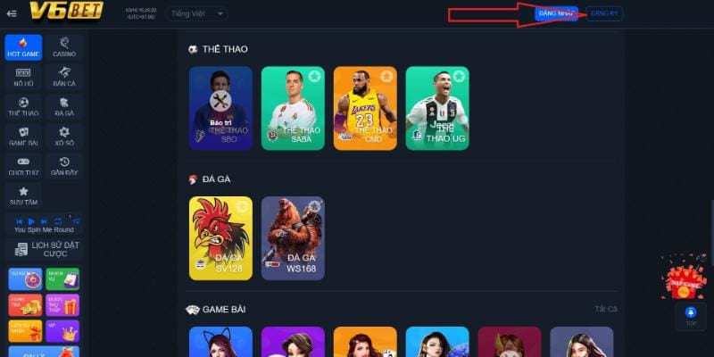 Cách đăng ký V6bet chơi game online